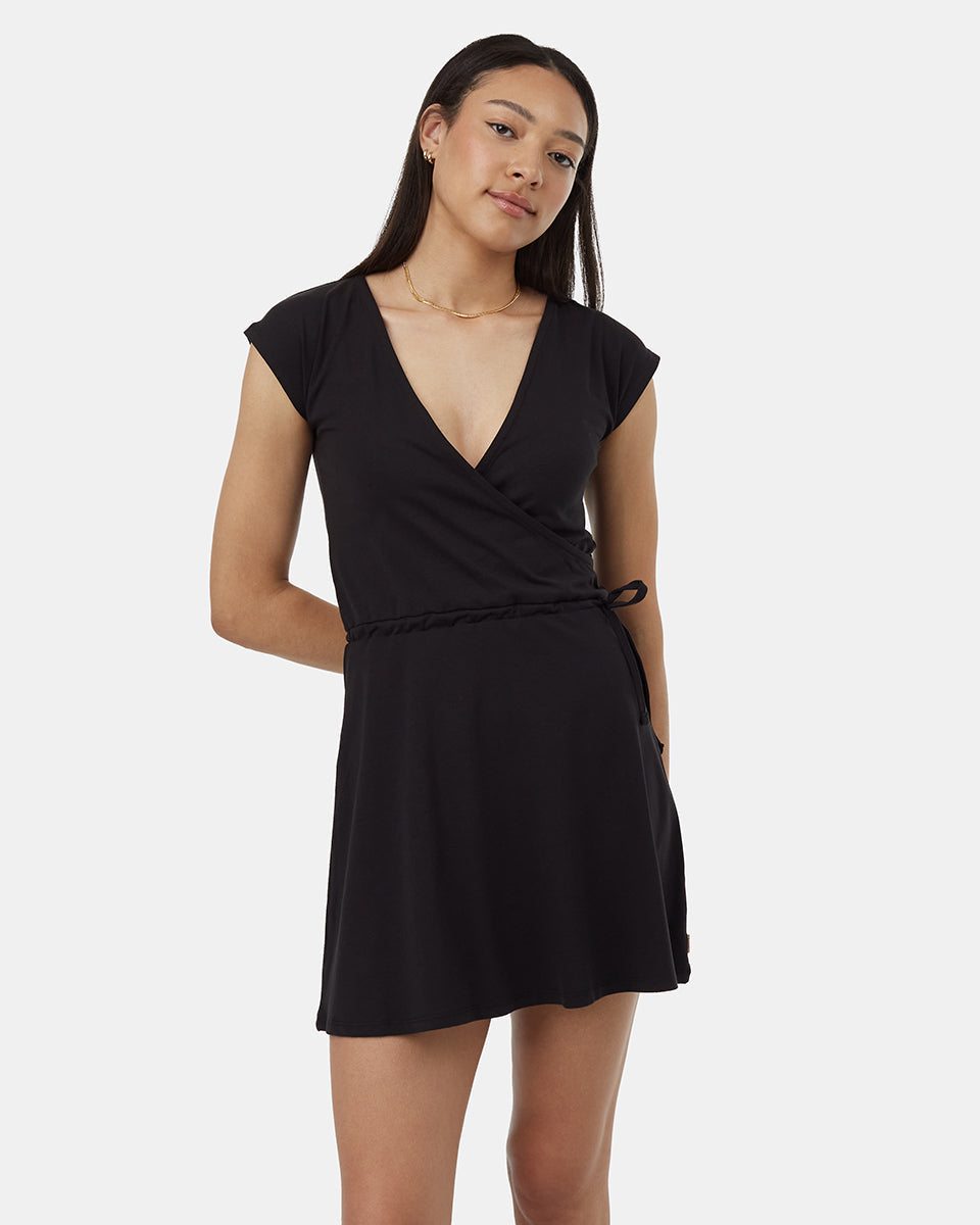 Tentree Women's Knit Wrap Dress - Meteorite Black