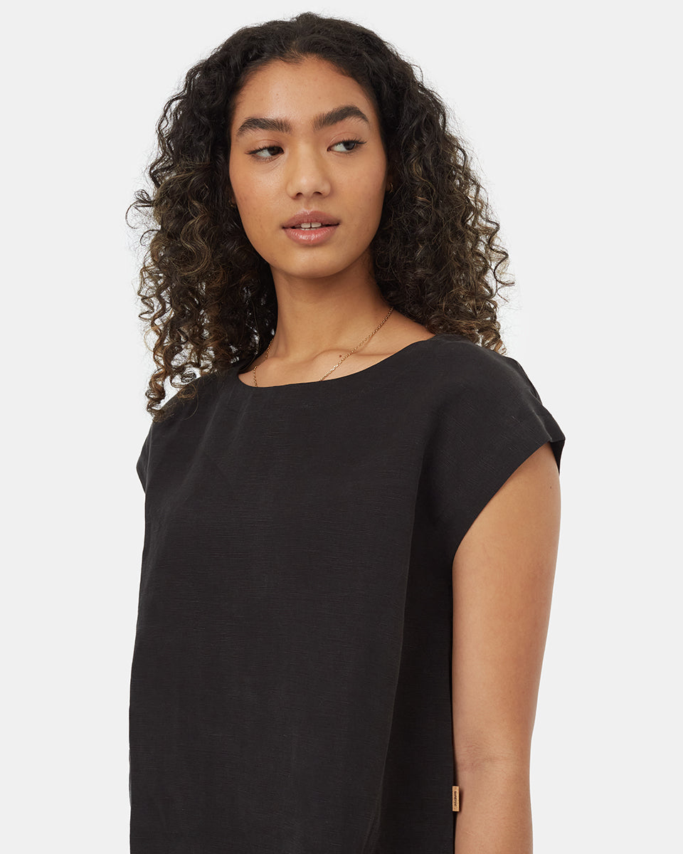 Tentree Women's TreeLinen Boxy Top - Meteorite Black