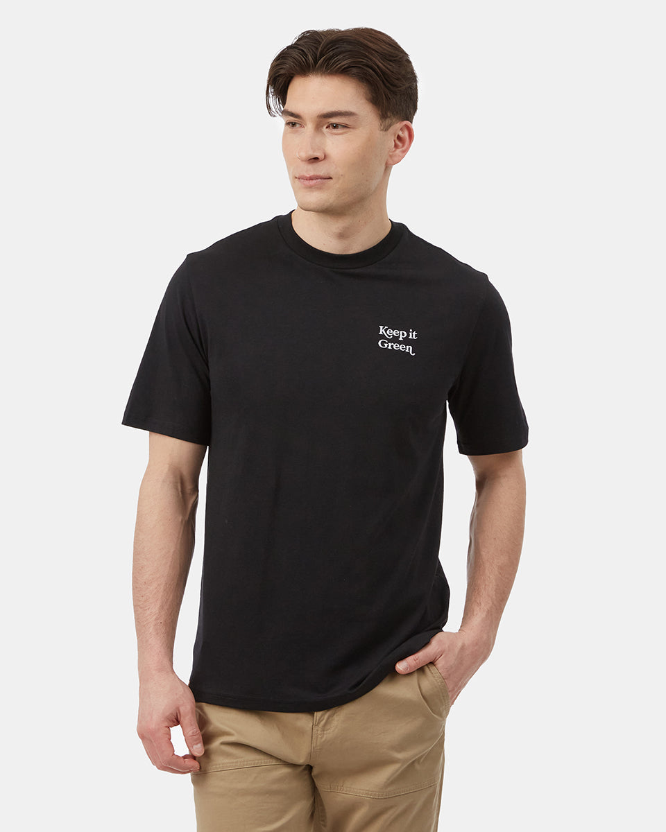 Tentree Keep It Green Embroidery T-Shirt - Meteorite Black