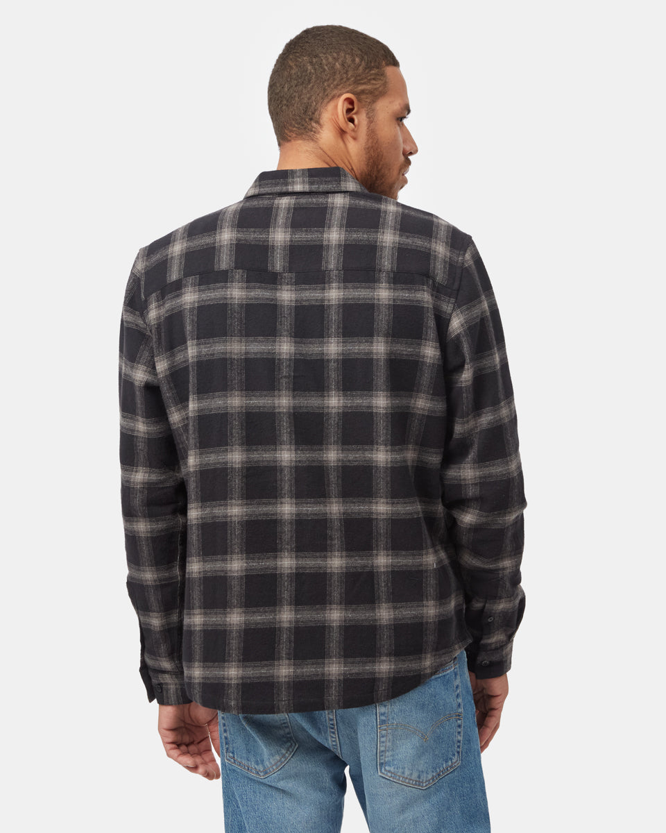 Tentree Forest Flannel Shirt - Meteorite Black Granite Grey Zinc