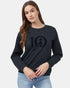 Tentree Flocked Logo Crew - Meteorite Black Heather