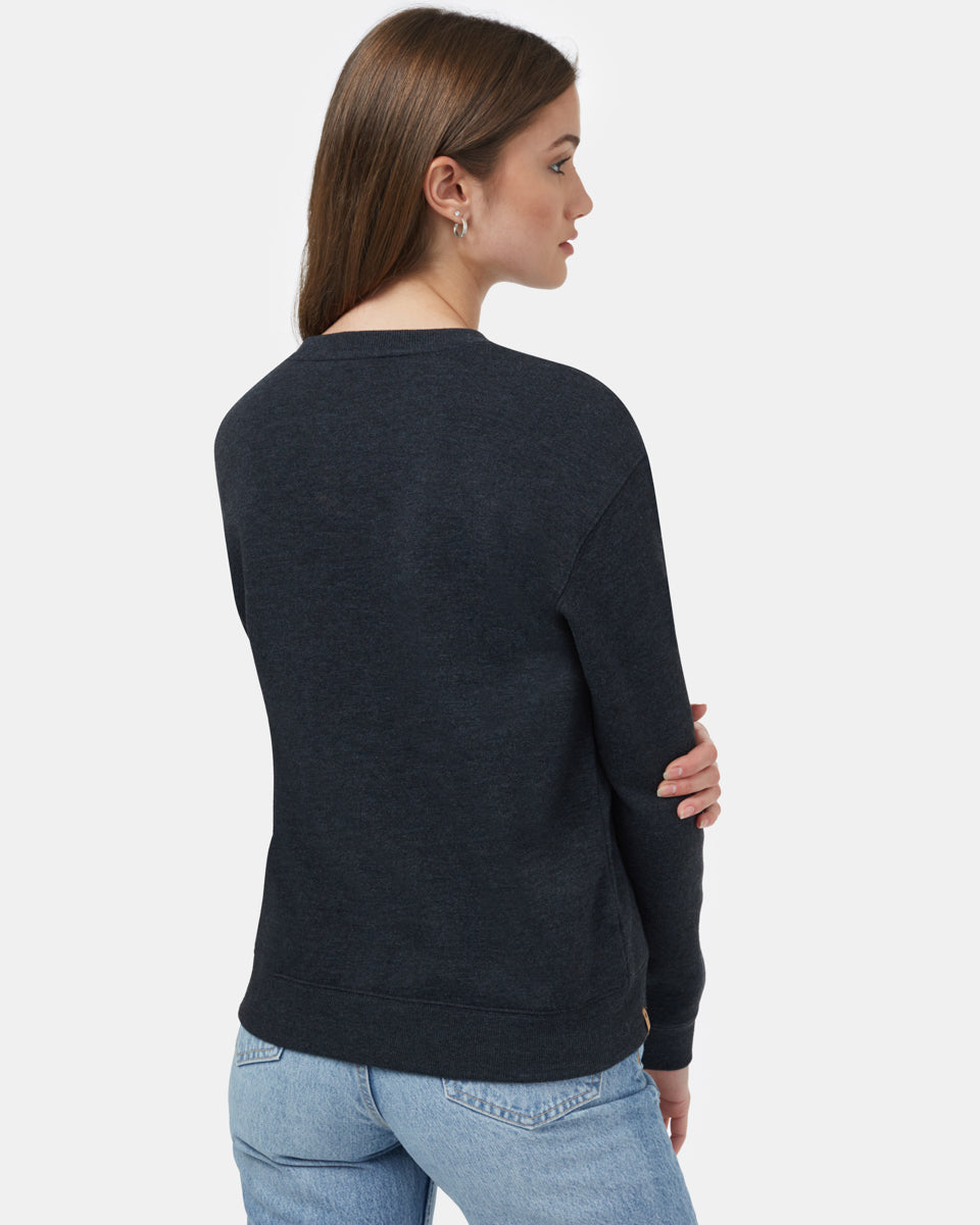 Tentree Flocked Logo Crew - Meteorite Black Heather