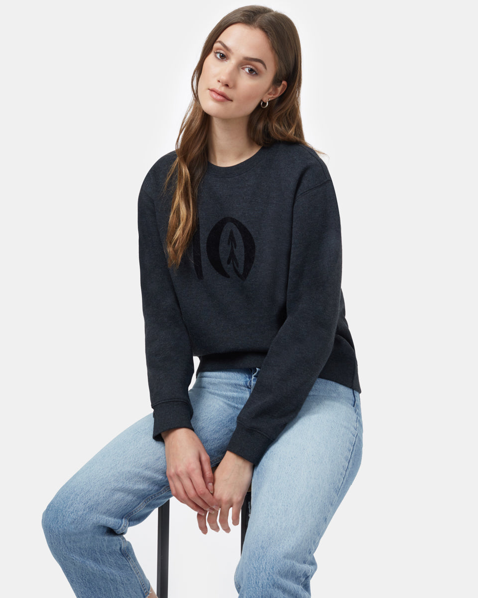 Tentree Flocked Logo Crew - Meteorite Black Heather