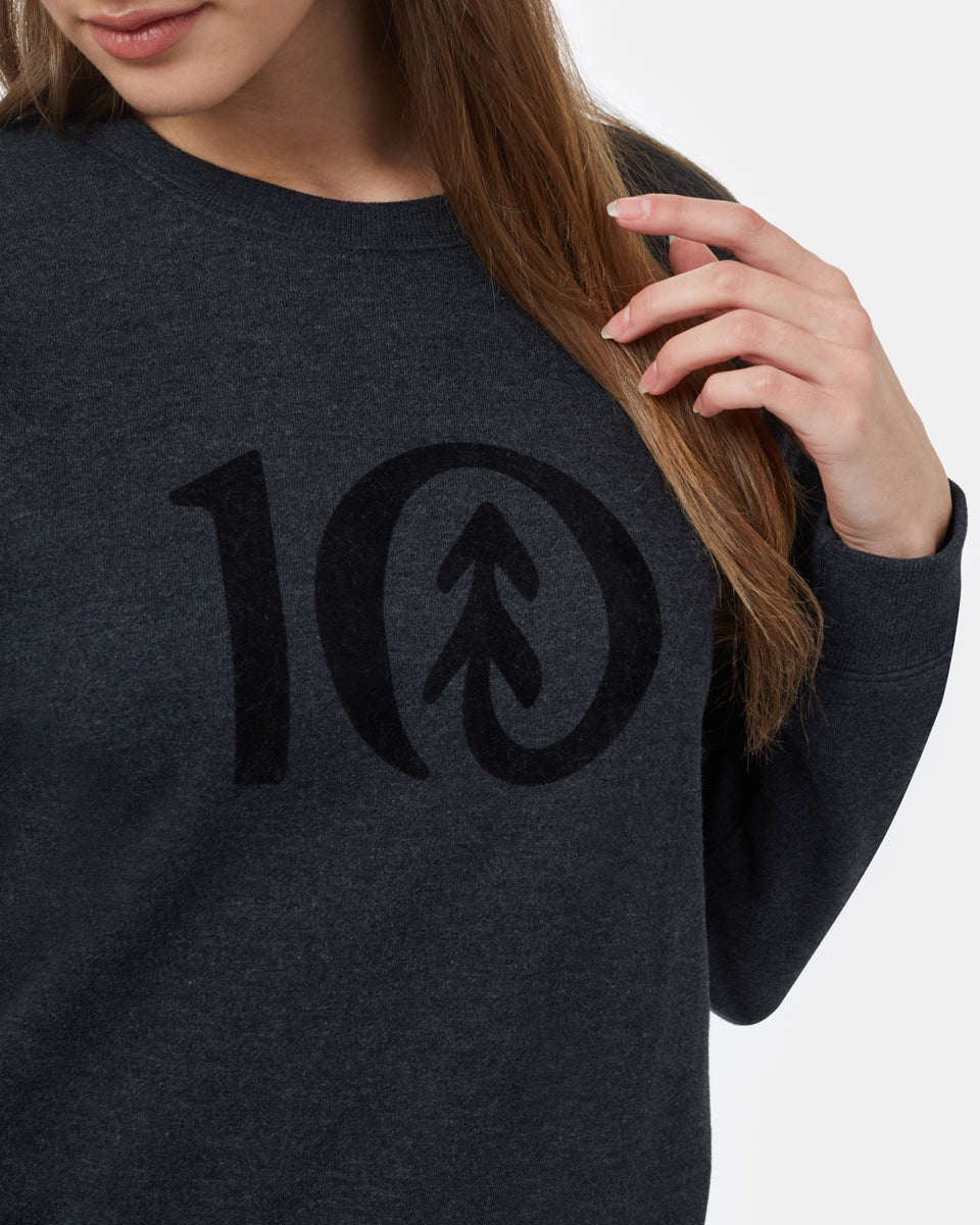 Tentree Flocked Logo Crew - Meteorite Black Heather