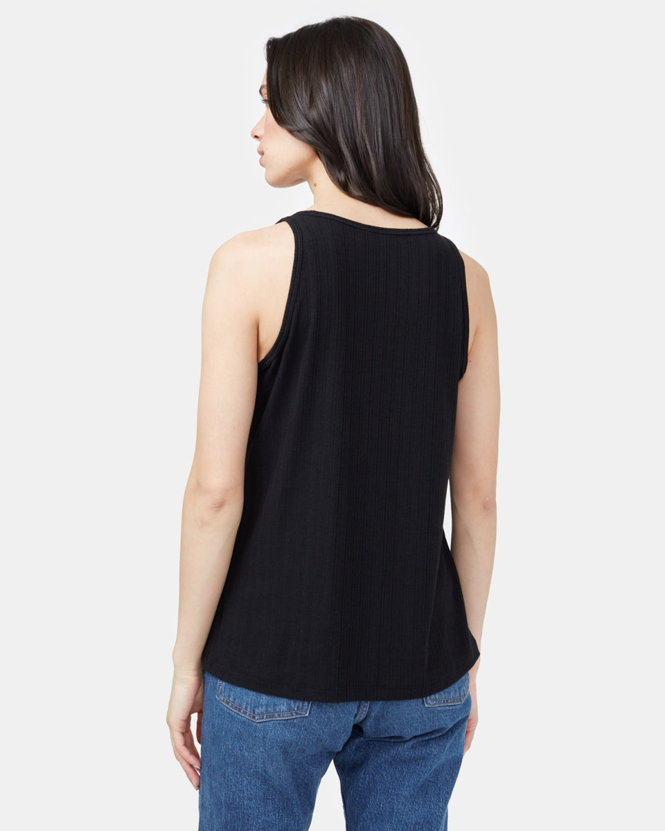 Tentree Women's Ribbed High Neck Tank - Meteorite Black