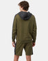 Tentree French Terry Reynard Colour Blocked Hoodie - Olive Night Green Heather Meteorite Black Heather