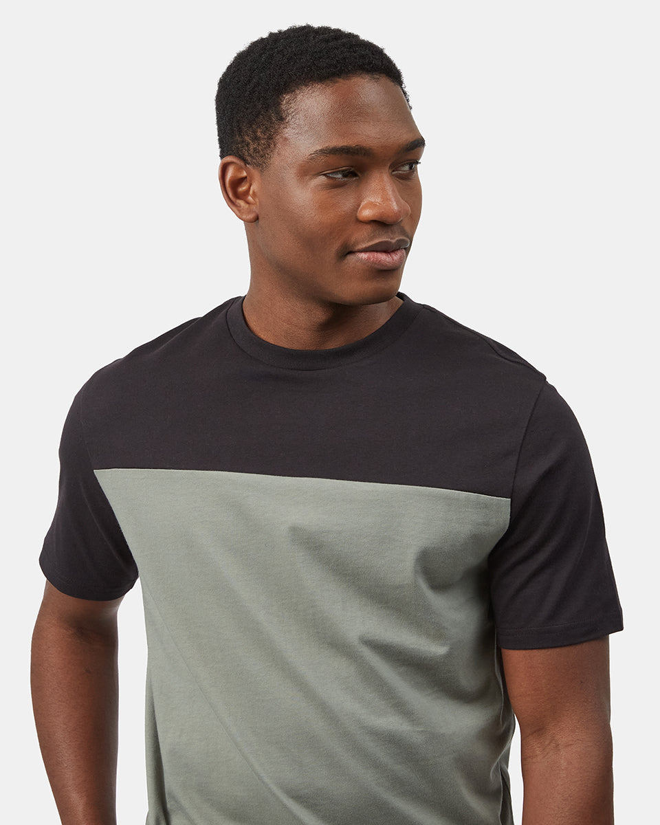 Tentree Organic Cotton Blocked Oversized T-Shirt - Meteorite Black Agave Green