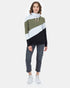 Tentree Women's TreeFleece Angle Blocked Hoodie - White Lichen Green Meteorite Black