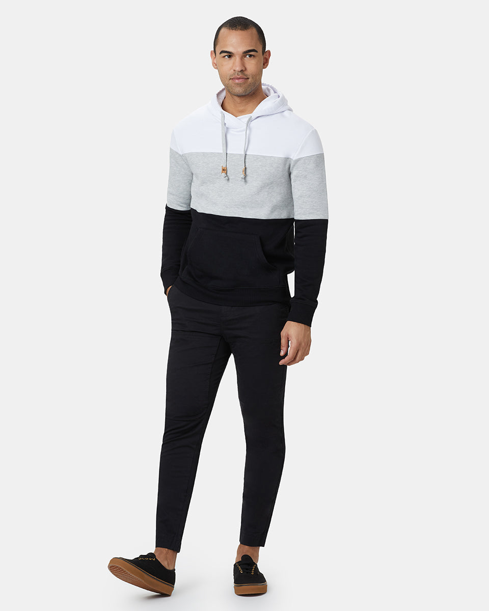 Tentree TreeFleece Blocked Reynard Hoodie - Optic White_Solid Black