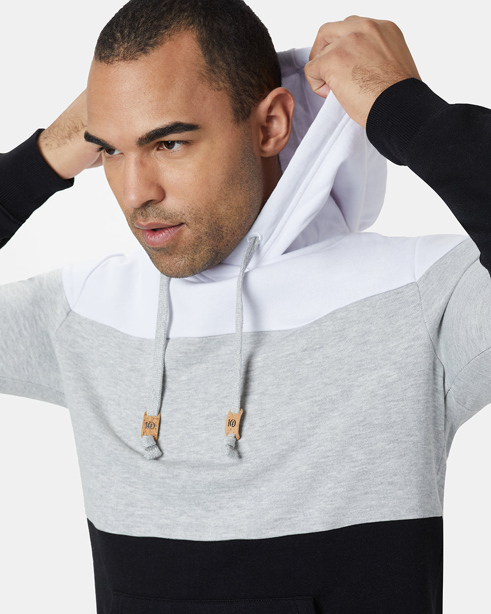 Tentree TreeFleece Blocked Reynard Hoodie - Optic White_Solid Black