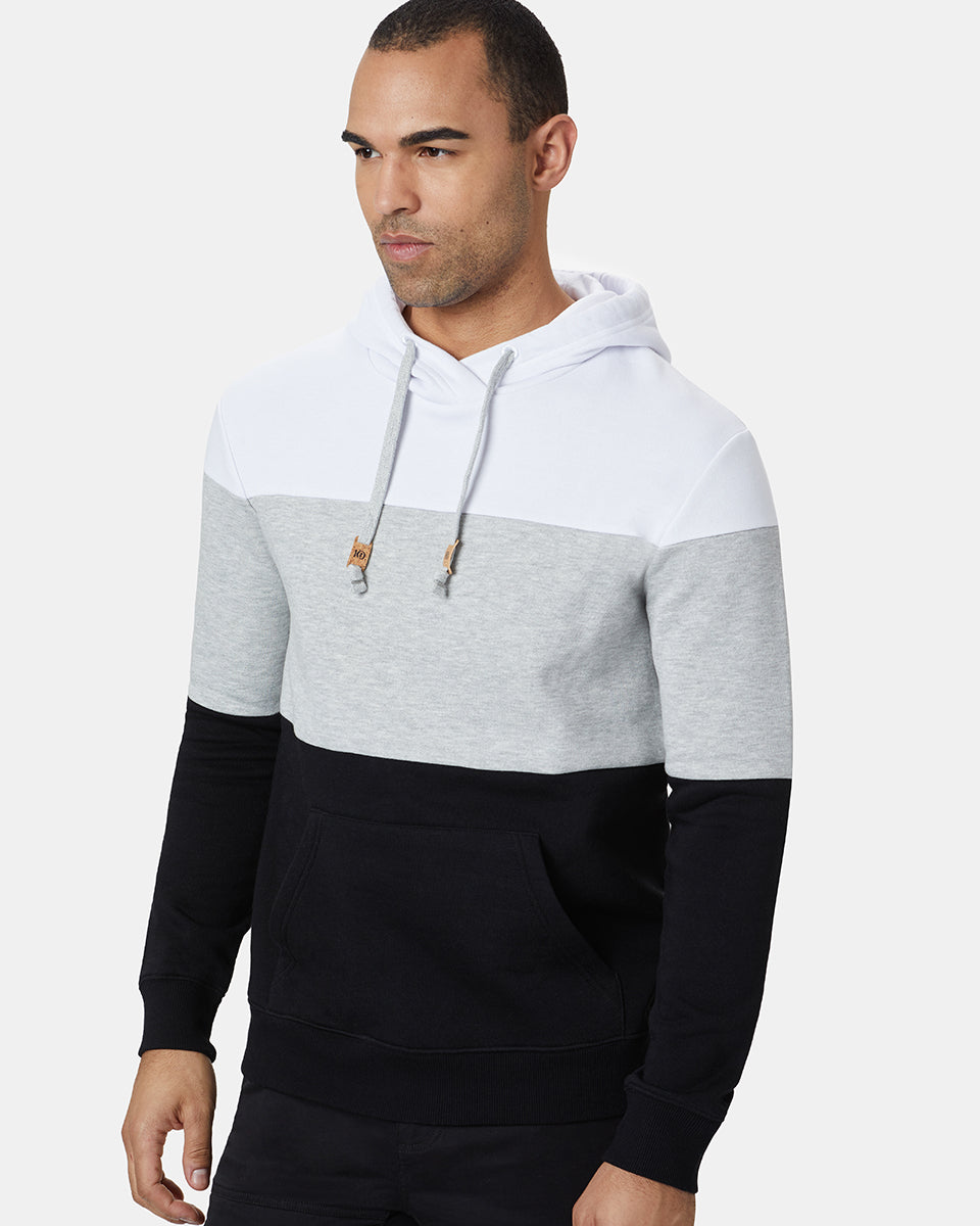 Tentree TreeFleece Blocked Reynard Hoodie - Optic White_Solid Black