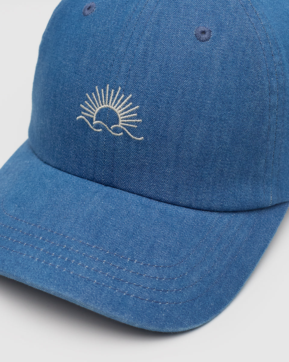 Tentree Embroidered Denim Peak Hat - Mid Wash White Oak