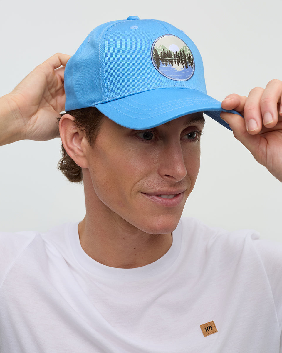 Tentree Lake Patch Elevation Hat - Blue Lagoon Sand Stone