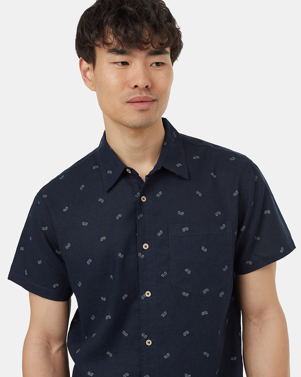 Tentree Men's Camper Mancos Shirt - Midnight Blue Plaza Taupe