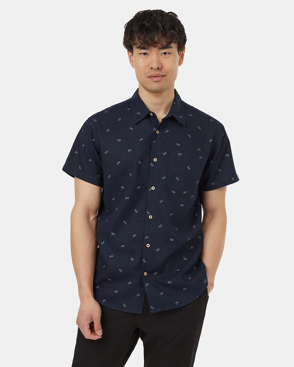 Tentree Men's Camper Mancos Shirt - Midnight Blue Plaza Taupe