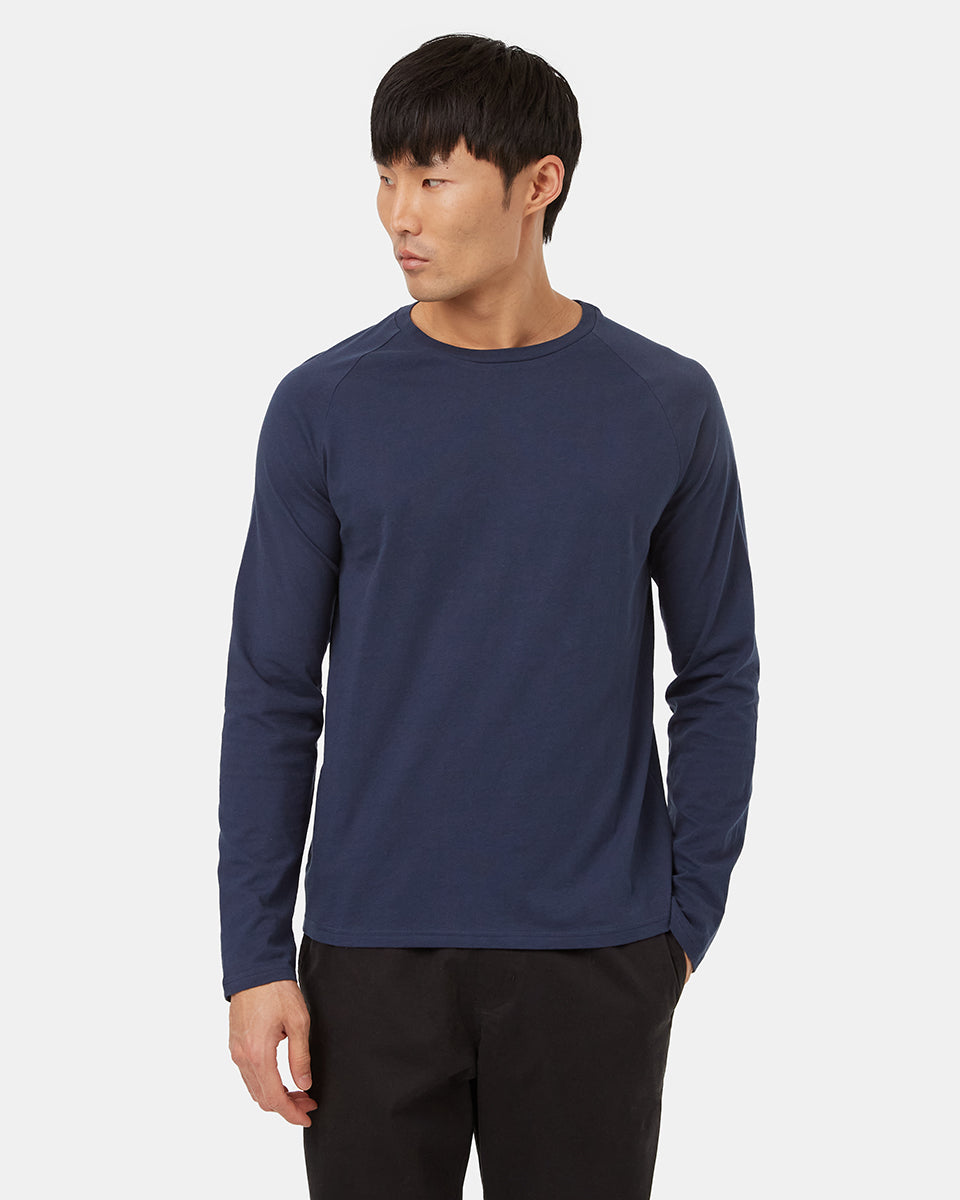 Tentree Men's Regenerative Cotton Raglan Longsleeve - Dress Blue