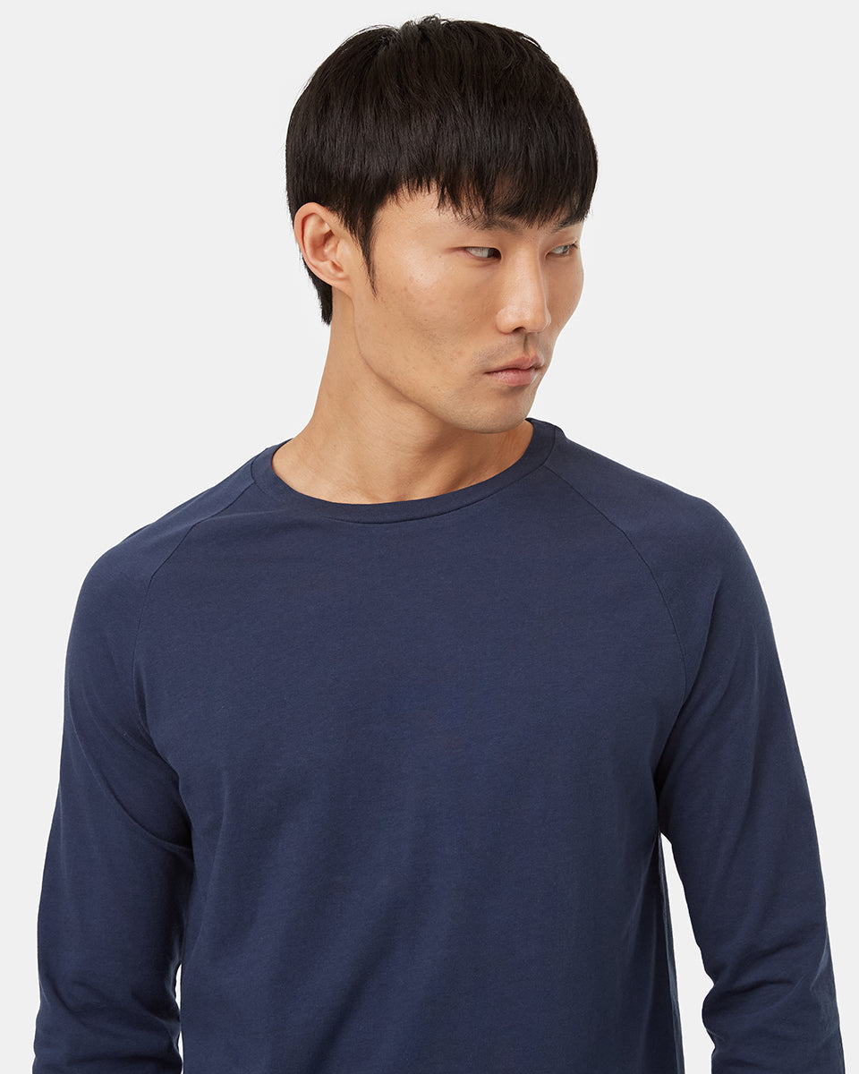 Tentree Men's Regenerative Cotton Raglan Longsleeve - Dress Blue