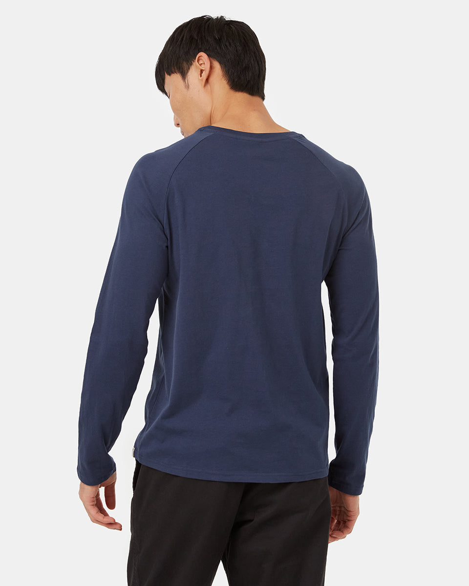 Tentree Men's Regenerative Cotton Raglan Longsleeve - Dress Blue