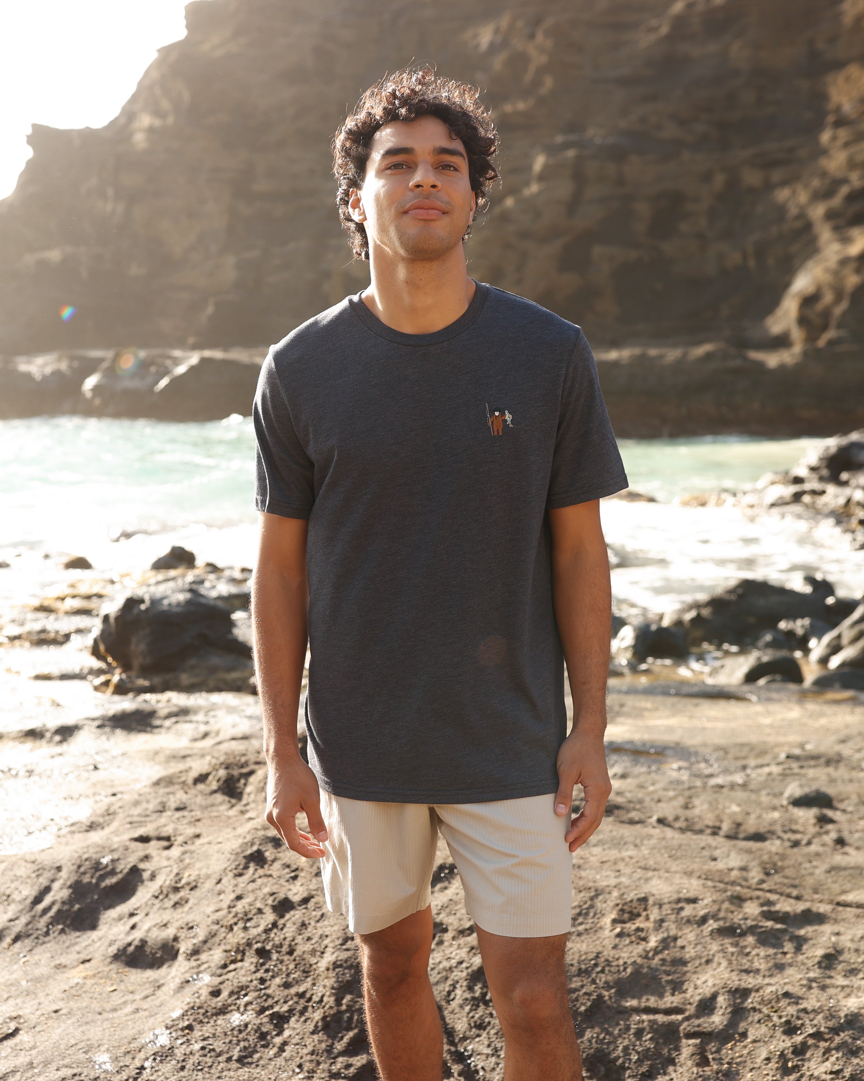 Tentree Men's Sasquatch T-Shirt - Midnight Blue Heather Fishing