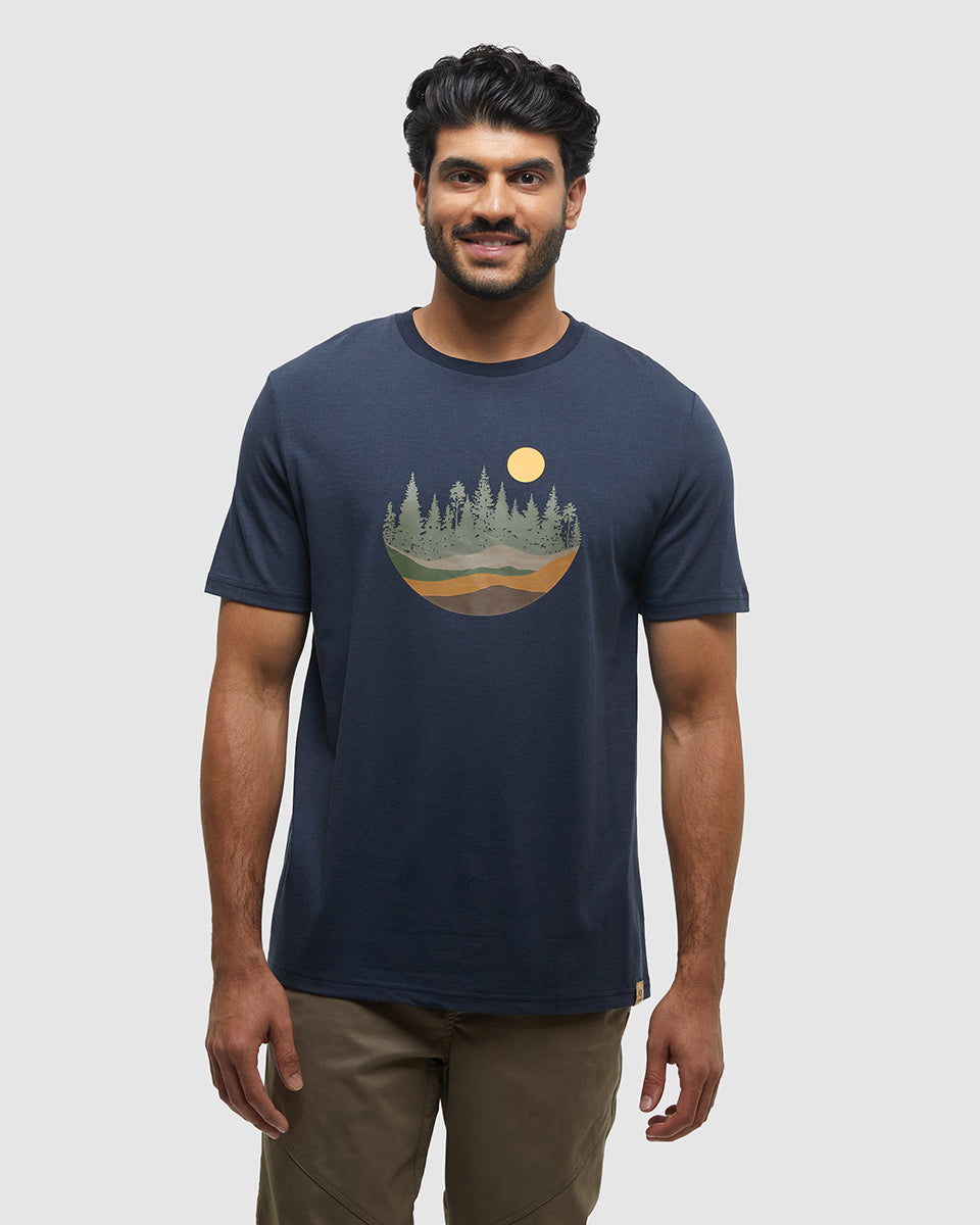 Tentree Men's Love Flourishes T-Shirt - Midnight Blue Deep Lichen Green