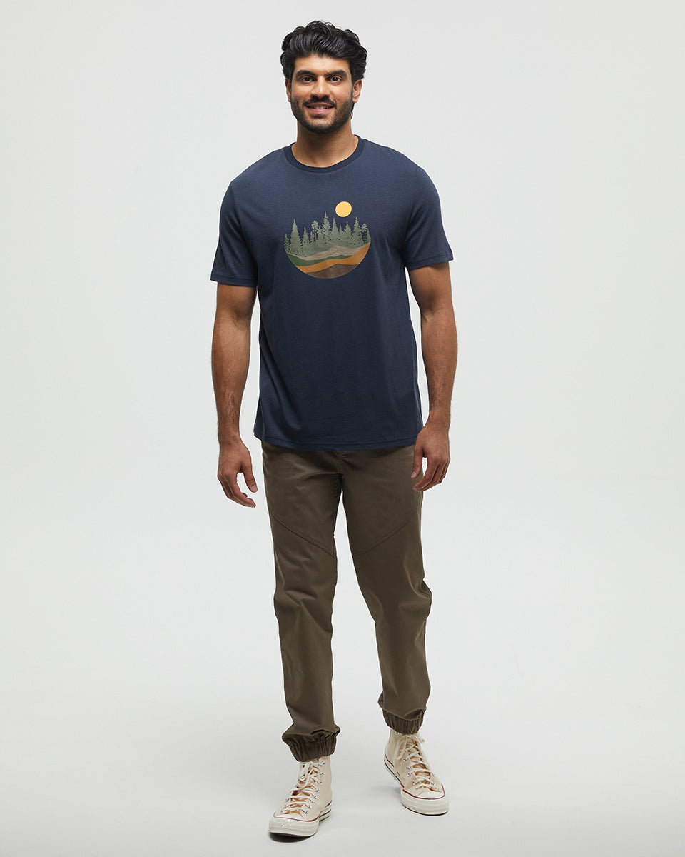 Tentree Men's Love Flourishes T-Shirt - Midnight Blue Deep Lichen Green