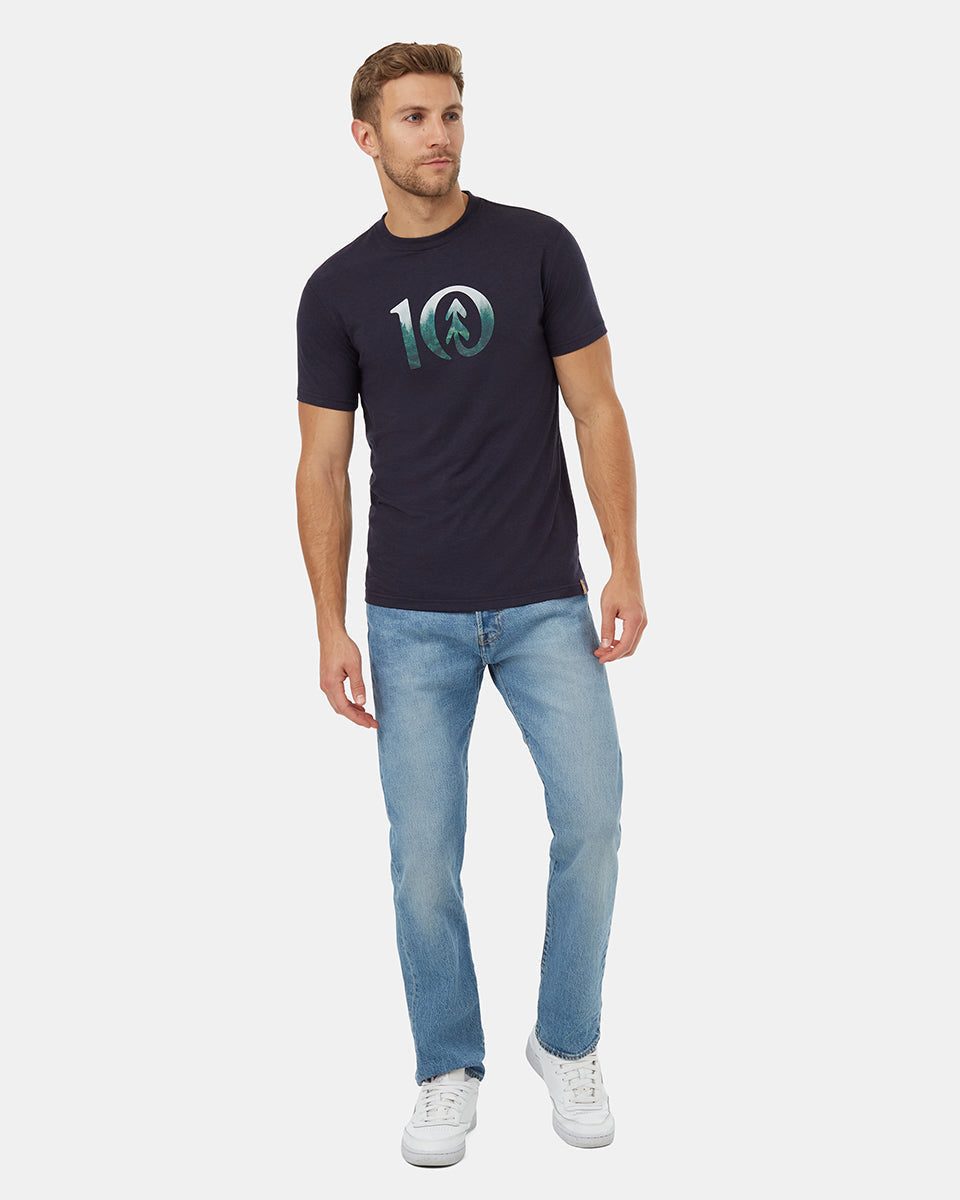 Tentree Men's Photo Forest Logo T-Shirt - Midnight Blue Forest Green