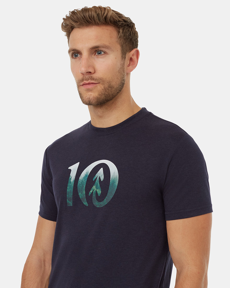Tentree Men's Photo Forest Logo T-Shirt - Midnight Blue Forest Green