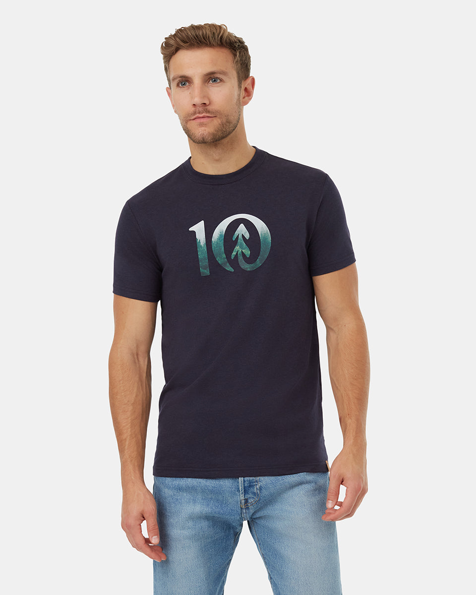 Tentree Men's Photo Forest Logo T-Shirt - Midnight Blue Forest Green