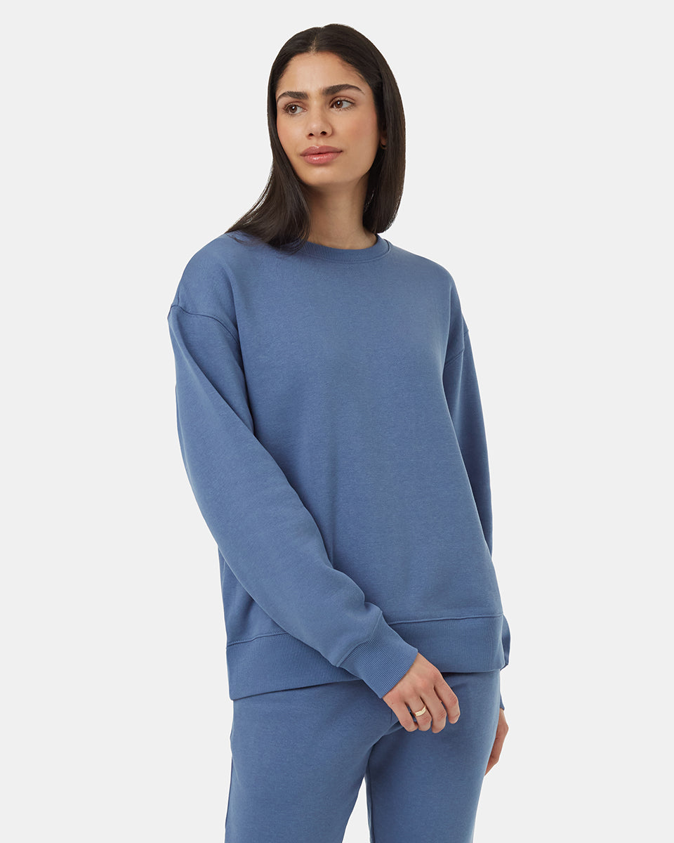 Tentree Women's TreeFleece Relaxed Crew - Canyon Blue