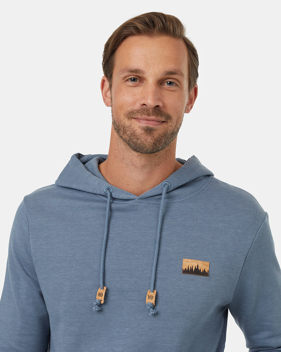 Tentree Men's Juniper Cork Patch Hoodie - Blue Mirage Heather Cork Patch