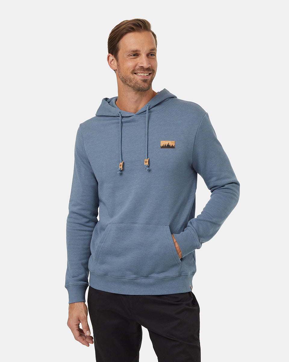 Tentree Men's Juniper Cork Patch Hoodie - Blue Mirage Heather Cork Patch