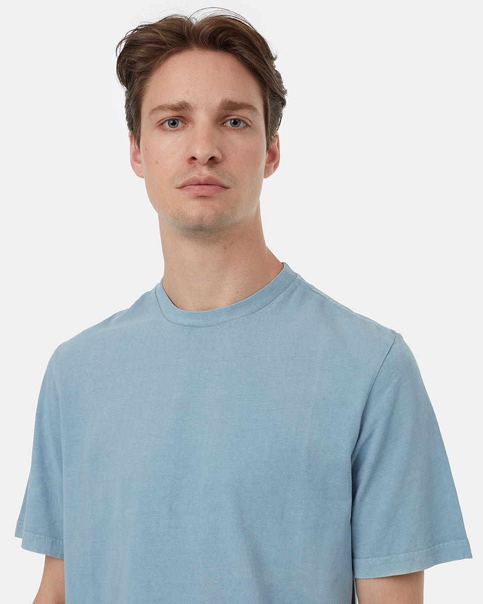 Tentree Men's Regenerative Cotton Step Hem T-Shirt - Tourmaline Blue