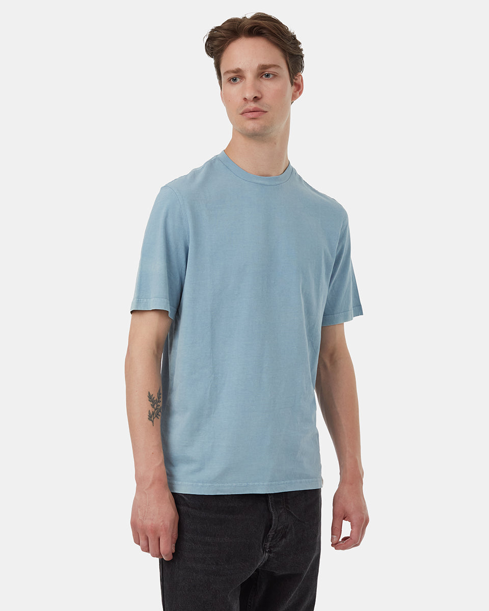 Tentree Men's Regenerative Cotton Step Hem T-Shirt - Tourmaline Blue