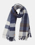 Tentree RWS Wool Woven Plaid Scarf - Dress Blue Light Grey Heather