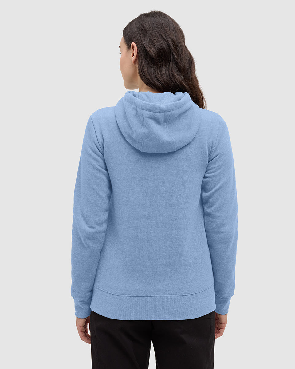 Tentree Women's Juniper Zip Hoodie - Lakeside Blue Heather White