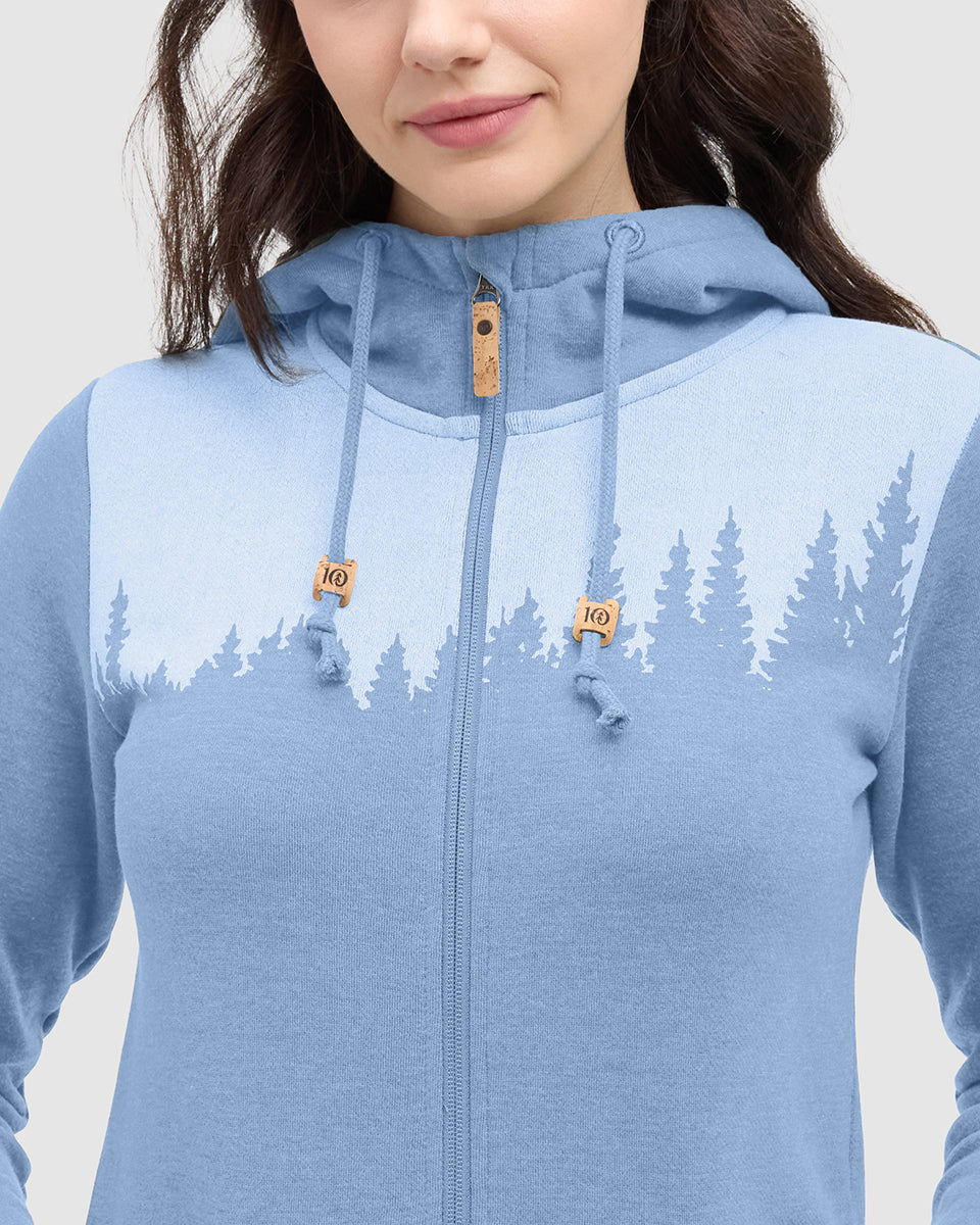 Tentree Women's Juniper Zip Hoodie - Lakeside Blue Heather White