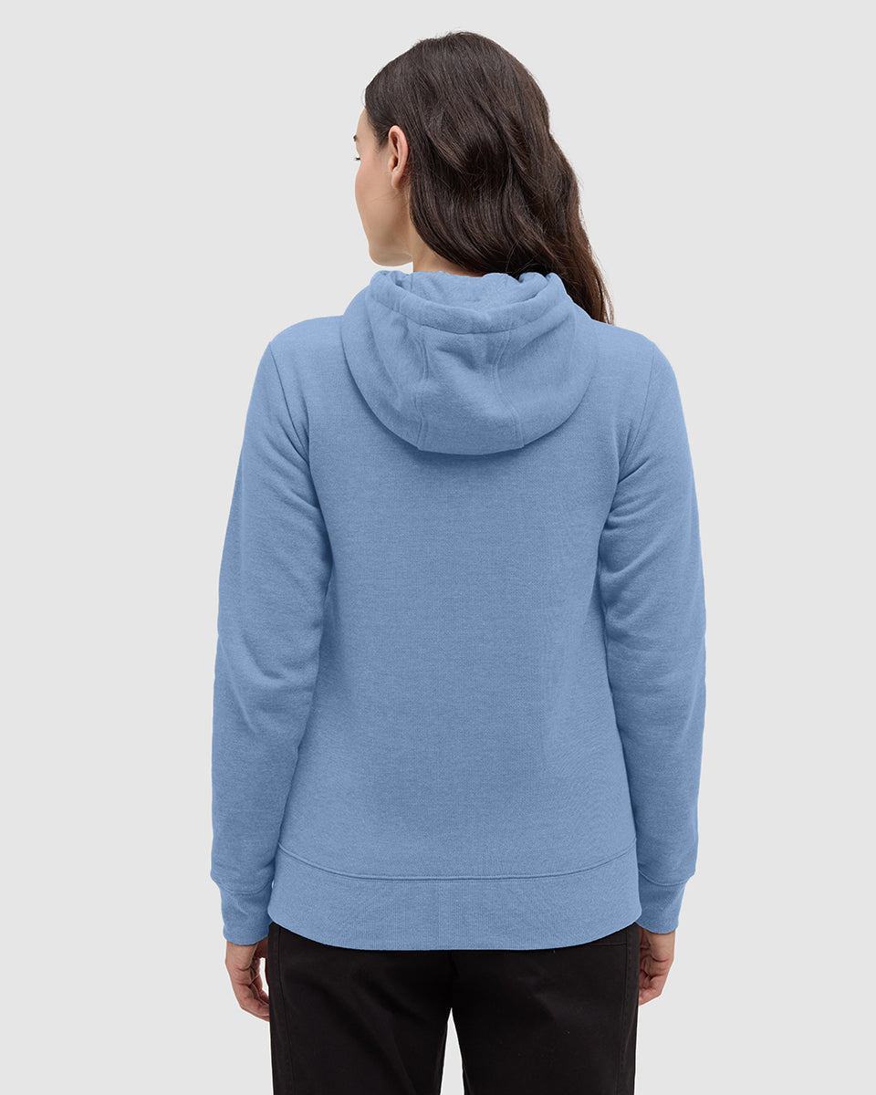 Tentree Women's Juniper Zip Hoodie - Lakeside Blue Heather White