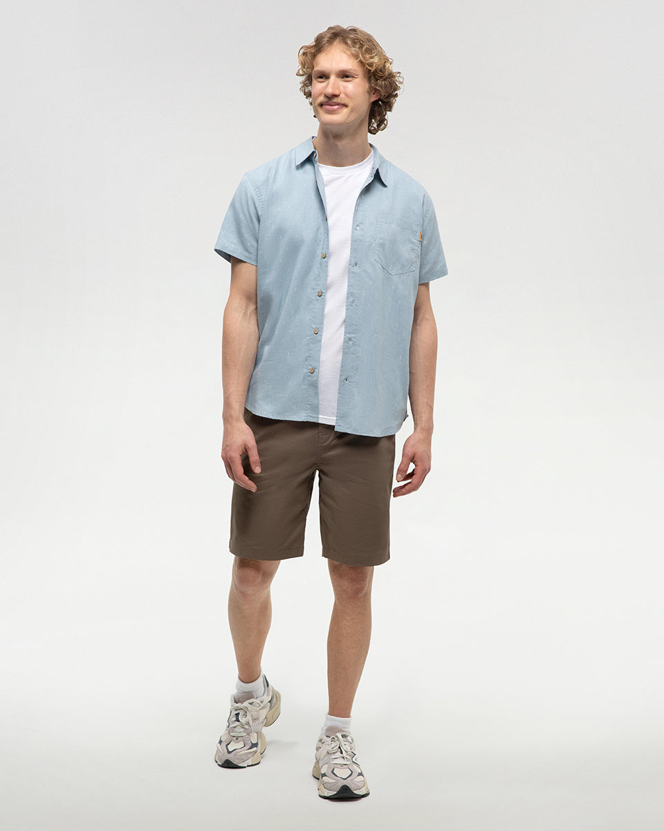 Tentree Men's Mancos Shirt - Blue Haze Small Tree Vintage White