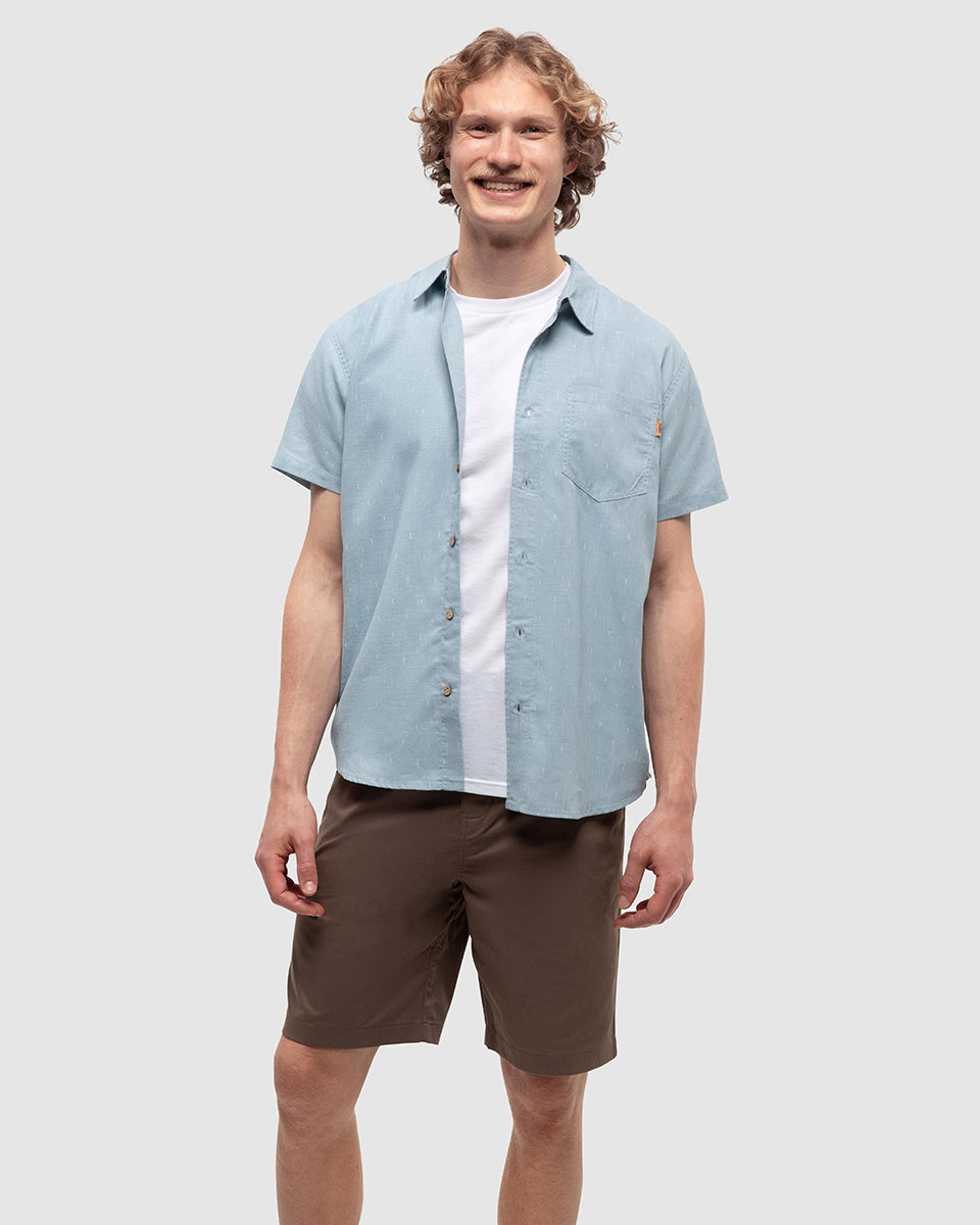 Tentree Men's Mancos Shirt - Blue Haze Small Tree Vintage White