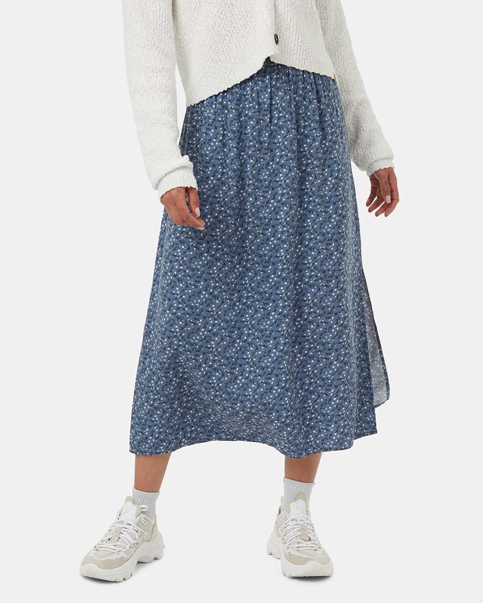 Tentree Women's Yaletown Skirt - Canyon Blue Flourish Floral