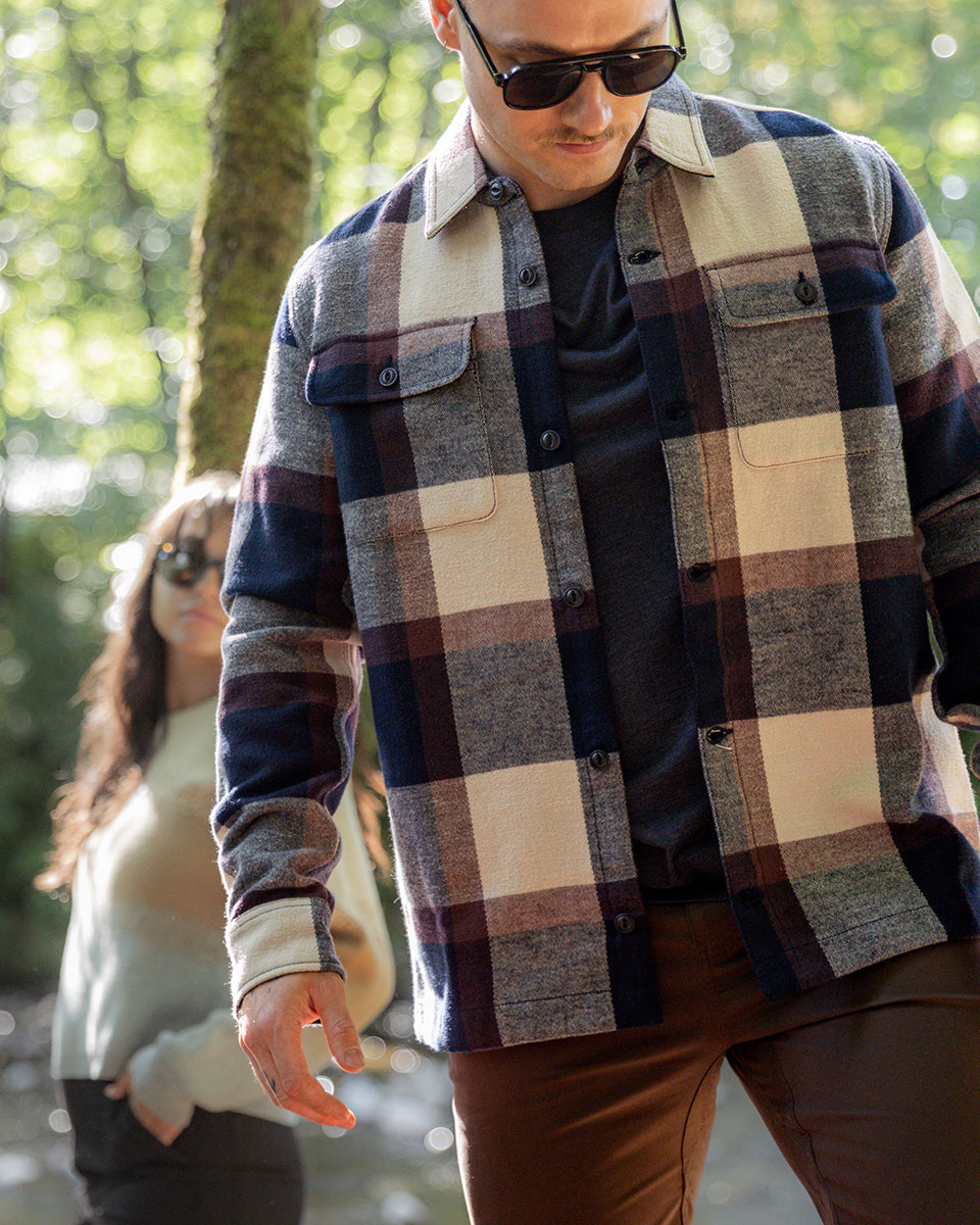 Tentree Men's Woodford Jacket - Midnight Blue Cabin Plaid