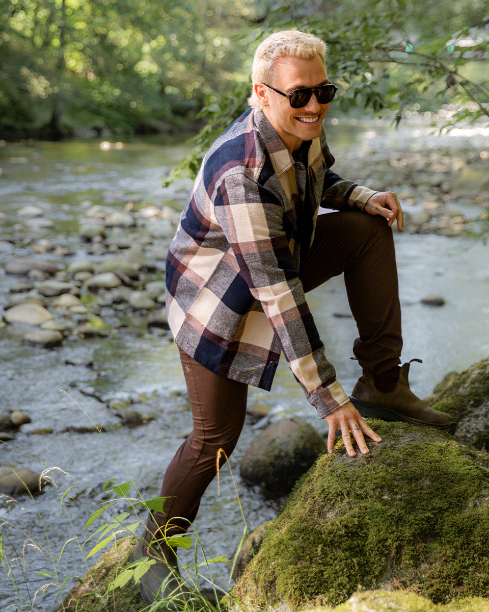 Tentree Men's Woodford Jacket - Midnight Blue Cabin Plaid