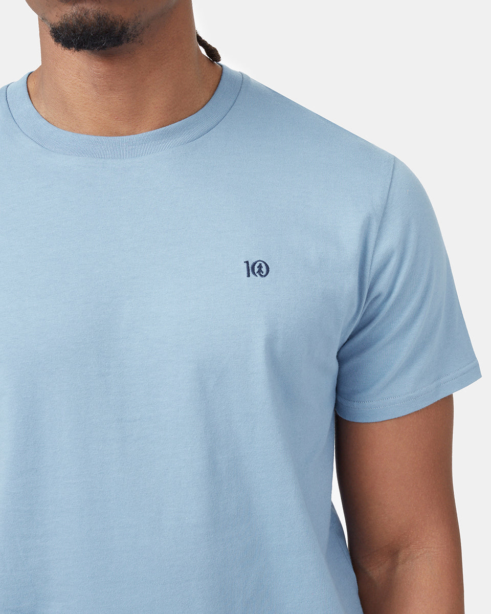 Tentree Organic Cotton Embroidered Ten T-Shirt - Dusk Blue