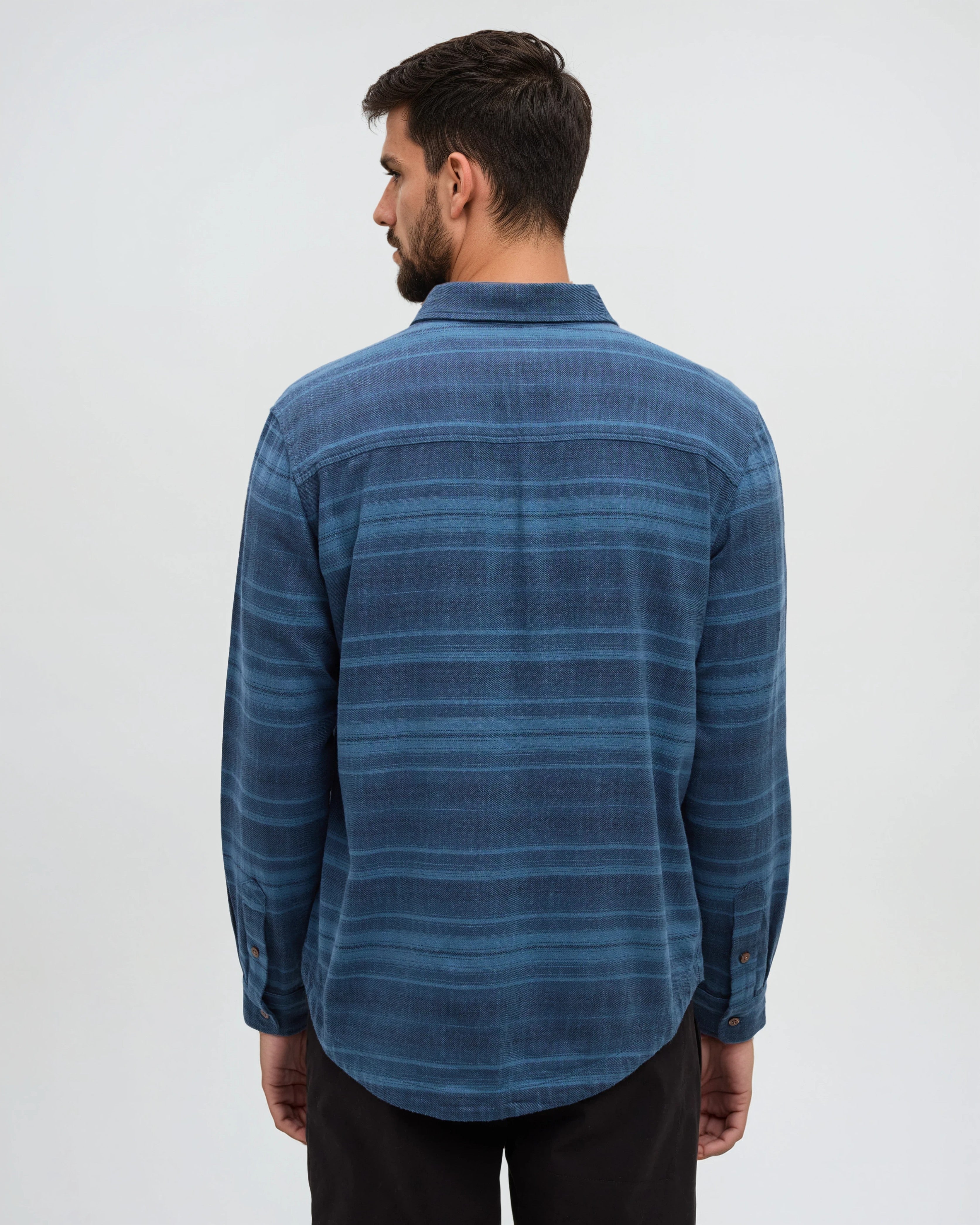 Tentree Men's Stretch Forest Shirt - Blue Horizon Canyon Stripe