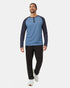 Tentree Men's TreeBlend Baker Henley Longsleeve - Canyon Blue Heather Midnight Blue Heather