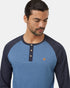 Tentree Men's TreeBlend Baker Henley Longsleeve - Canyon Blue Heather Midnight Blue Heather