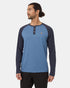 Tentree Men's TreeBlend Baker Henley Longsleeve - Canyon Blue Heather Midnight Blue Heather
