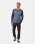 Tentree Men's TreeBlend Baker Henley Longsleeve - Blue Mirage Heather Midnight Blue Heather
