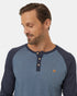 Tentree Men's TreeBlend Baker Henley Longsleeve - Blue Mirage Heather Midnight Blue Heather