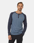 Tentree Men's TreeBlend Baker Henley Longsleeve - Blue Mirage Heather Midnight Blue Heather
